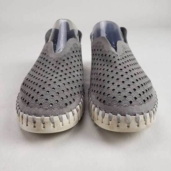 Ilse Jacobsen Tulip Slip On Flat Womens 7.5-8 38 Gray Leather Perforated Shoe - Picture 4 of 11